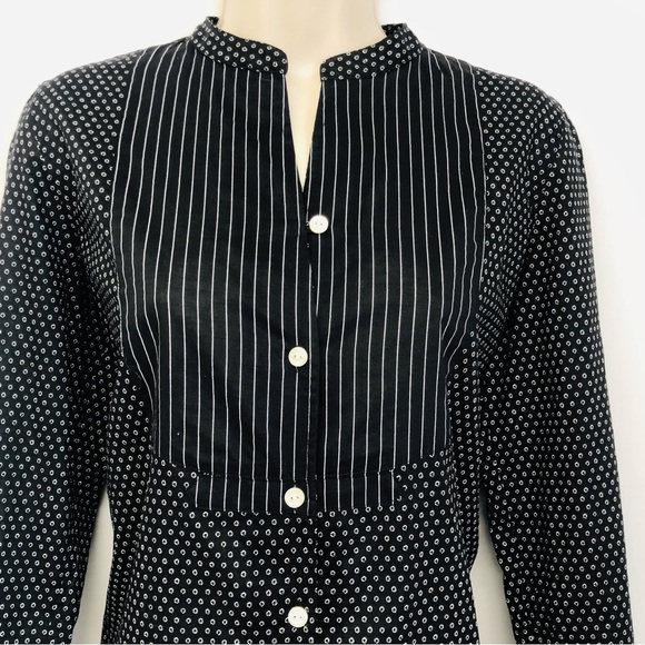 Lauren Jeans Co Black White Tuxedo Blouse - Picture 6 of 16